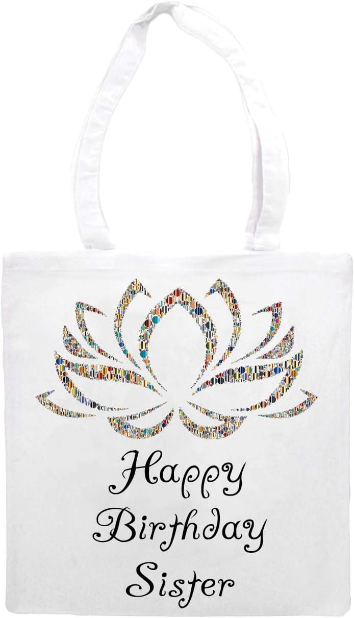 Luxury Gifts Happy Birthday Sister Japanese lotus flower ladies tote shopping bag - can be personalised - to18