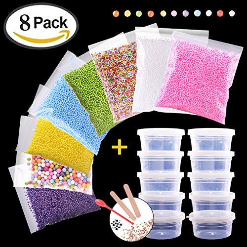 71000pcs Styrofoam Balls for Slime and DIY Crafts Supplies(8Pack), Colorful Foam Beads For Making Floam, School Arts, Fillter - Free Bonus Fruit Slice + Googly Eyes + Slime Tools Set