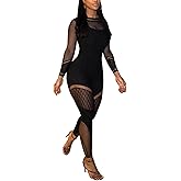 VOIKERDR Black Jumpsuit for Women Sexy Bodycon Mesh Hollow One Piece Jumpsuit See Through Romper Trendy