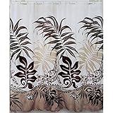 Hawaii Theme 100% Polyester Fabric Shower Curtain Maroon Brown Color Turtle and Monstera Leaf