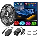 MINGER RGB Under Bed Light by Wireless APP Control LED Strip Lights Sync with Music，2×4.92ft IP65 Waterproof Music Rope Lighting ，12V Power Supply Flexible RGB Light Strip，LED Bed Light for Bedroom