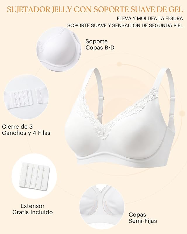 Sujetador Sin Aros Mujer Tallas Grandes Corrector Postura Soft Sujetador Blanco 3XL