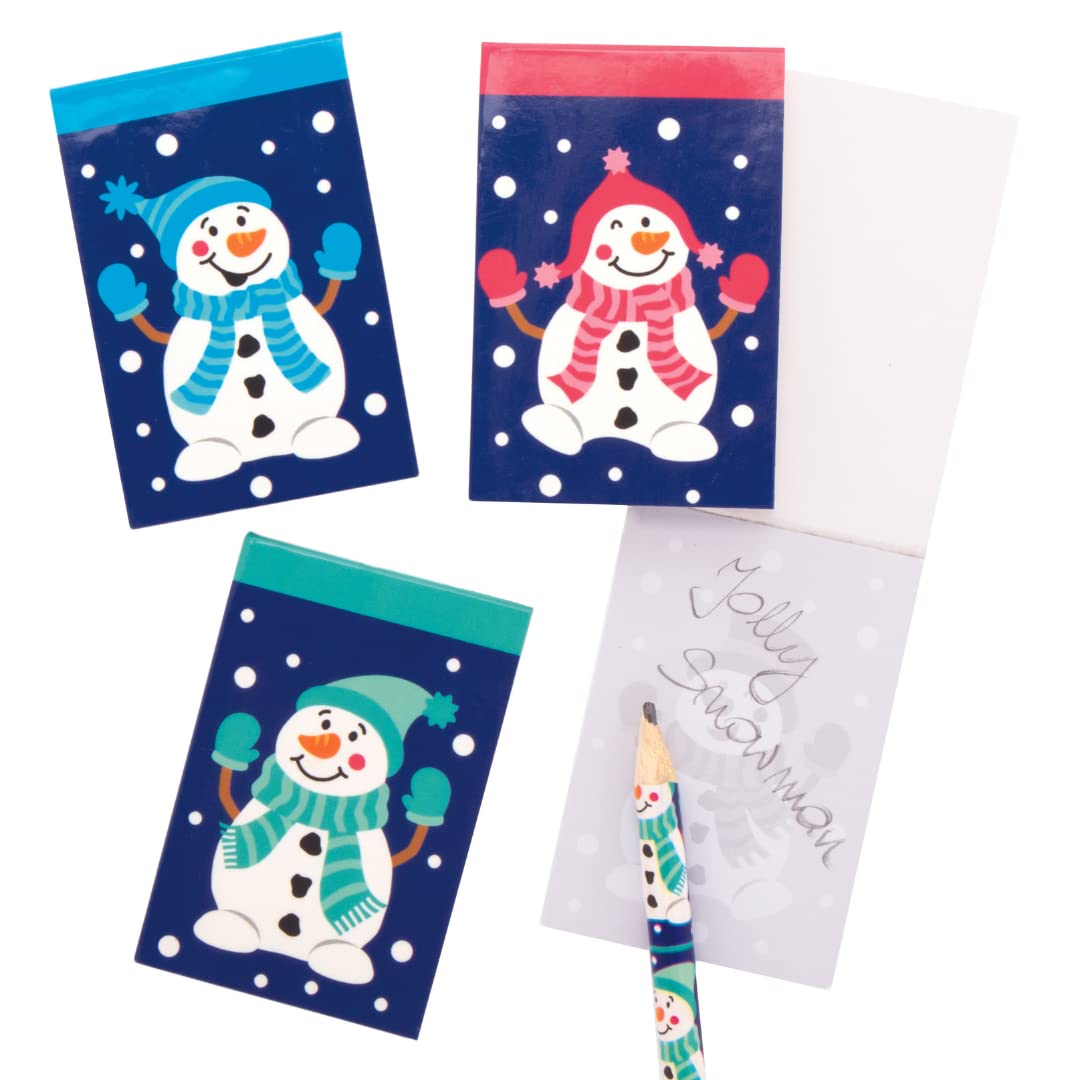 Baker Ross AX438 Snowman Christmas Notepads - Pack of 12, Drawing Pads for Kids, Ideal Party Bag Filler
