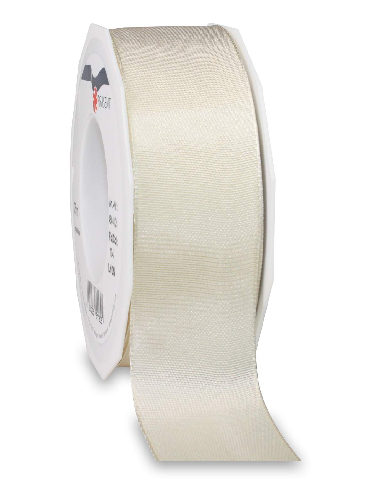 Präsent - Lyon Wired Taffeta Ribbon Champagne 40 mm Width, 25 m Length