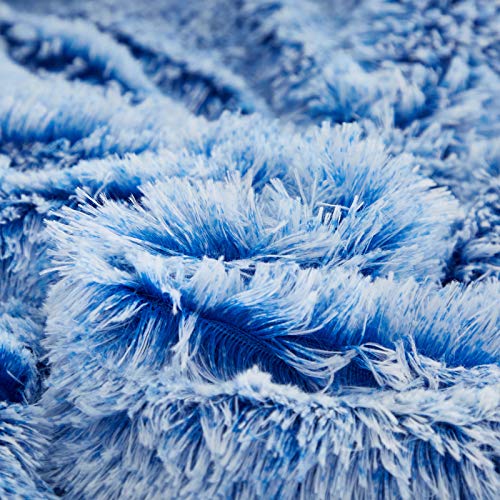 FlySheep Luxury Faux Fur Shaggy Fluffy Comforter Set Queen Size Mixed