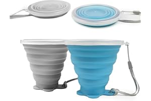 JBER Silicone Collapsible Travel Cup, Silicone Folding Camping Cup with Lids Expandable Drinking Cup for Outdoor Hiking Travel