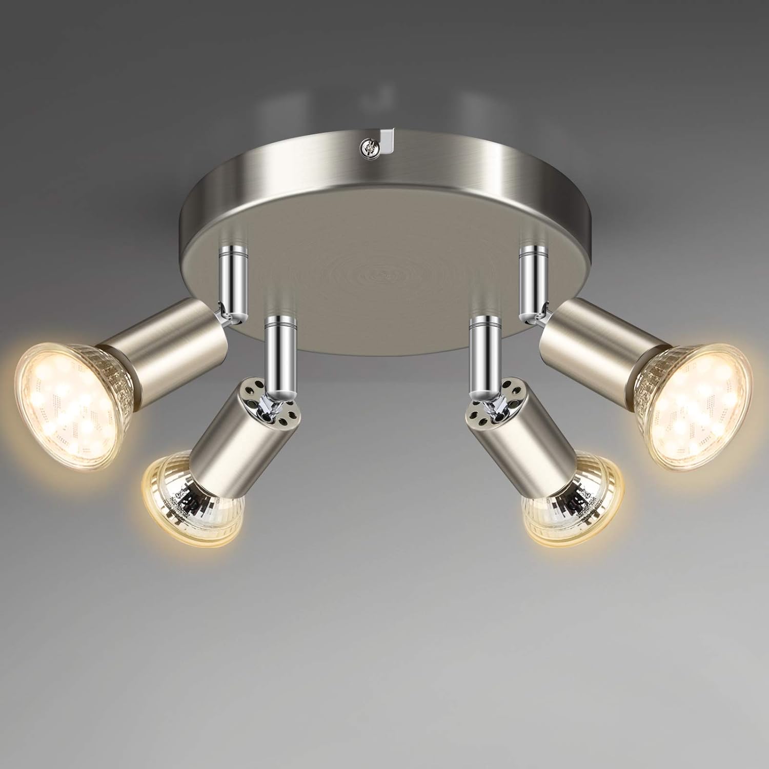 Unicozin 4 Way LED Ceiling Light, Round Plate Ceiling Spotlight, ø180mm