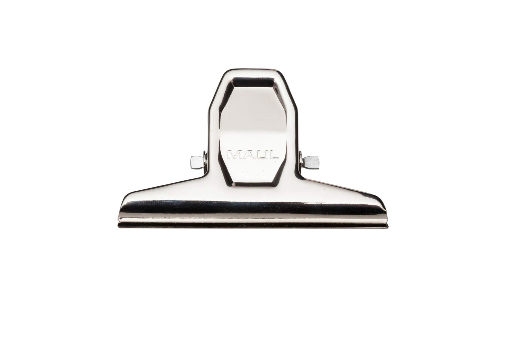 MAUL MAULpro Metal Paper Clip (Pack of 2) | Clamp with Wide Locking Clip 7.5 cm and Clamp Width 2 cm | Gadget for Household, Kitchen and Office | Suitable for DIY Projects | Silver
