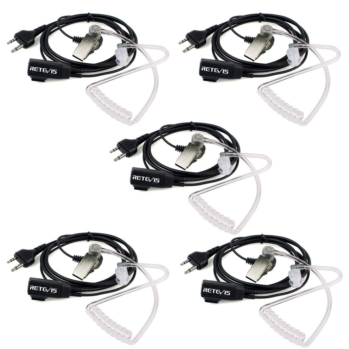Retevis Walkie Talkie Headset Covert Acoustic Tube Earpiece Compatible with Walkie Talkie Midland G6 G7 GXT550 GXT650 LXT80 LXT112 Alan39 Alan507 Two Way Radio (5 pcs)