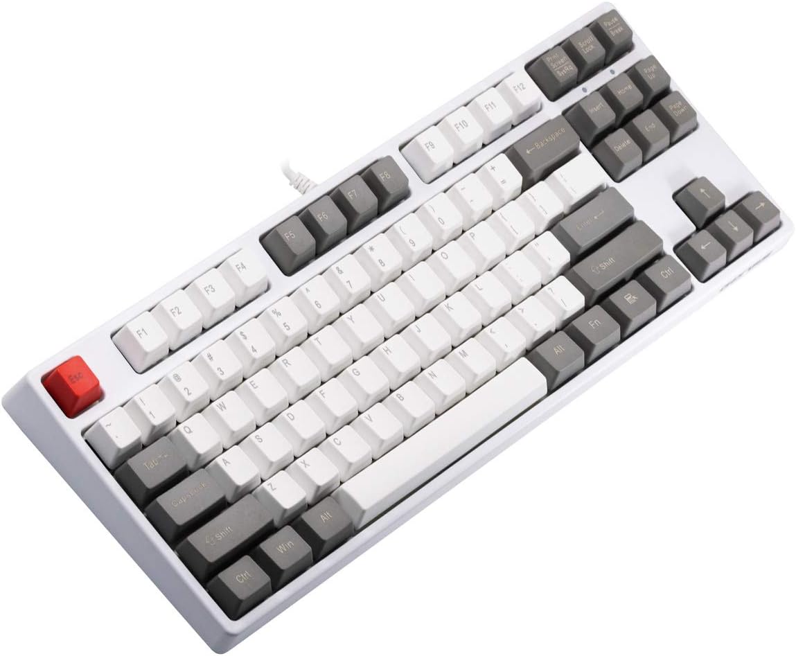 GANSS Tenkyless Mechanical Gaming Keyboard - Color Mixing Double Shot PBT Keycaps - Cherry Mx Red - Programmable - 87 Keys - Linear & Quiet (QWERTY Layout)