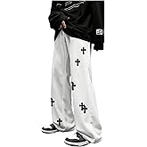 Floerns Men's Cross Print Drawstring Waist Straight Leg Track Casual Streetwear Sweatpants