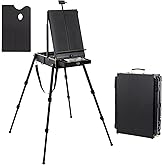 Falling in Art 4 Legs French Easel - Portable Plein Air Studio Easel Stand with Bigger Storage Drawer, Full Size Sketchbox Travel Easel for Painting, Drawing, Artwork Display