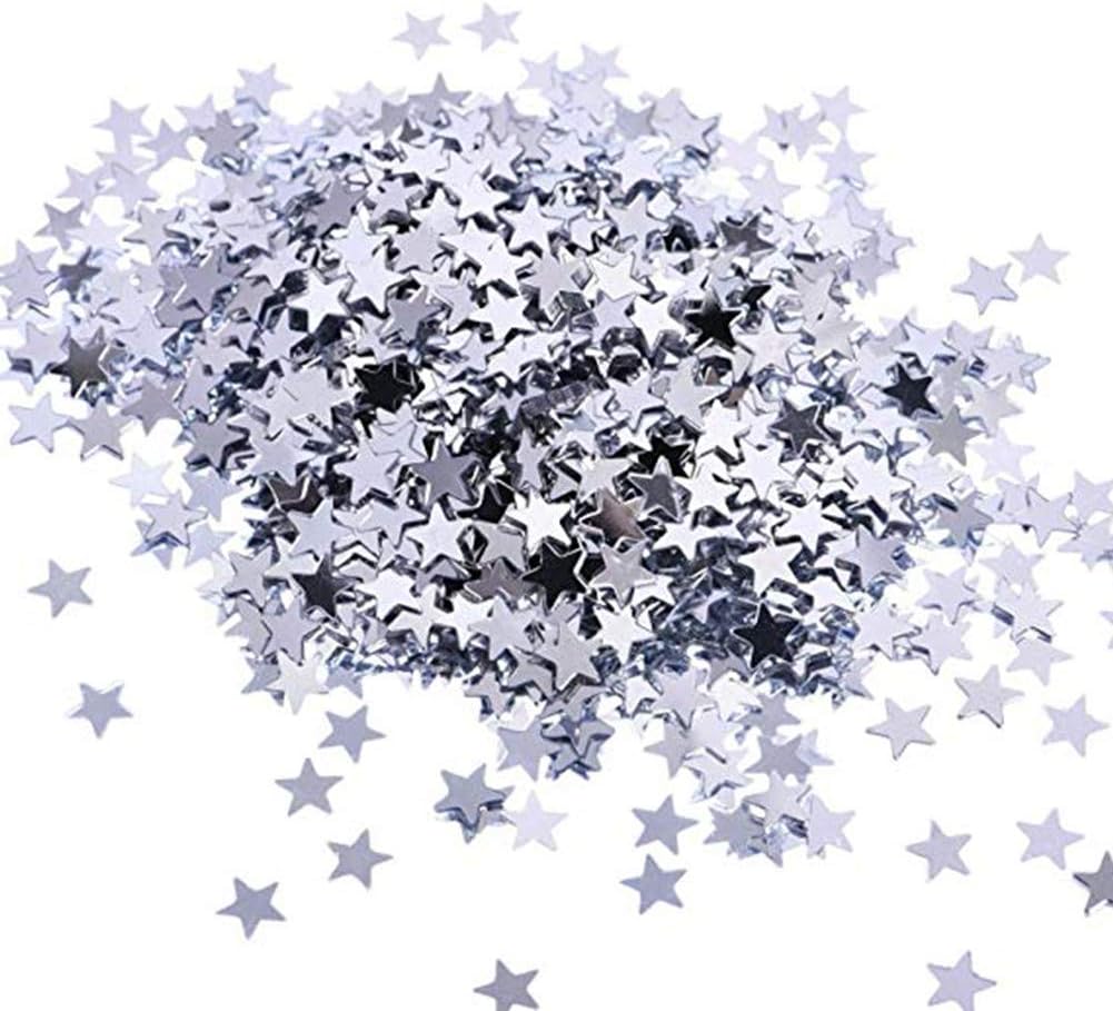 EMAAN Shiny Christmas Decoration Stars - Party Decoration Confetti Sequins, Wedding, Birthday, Box, Crafts Decoration, 6MM (Silver Star)