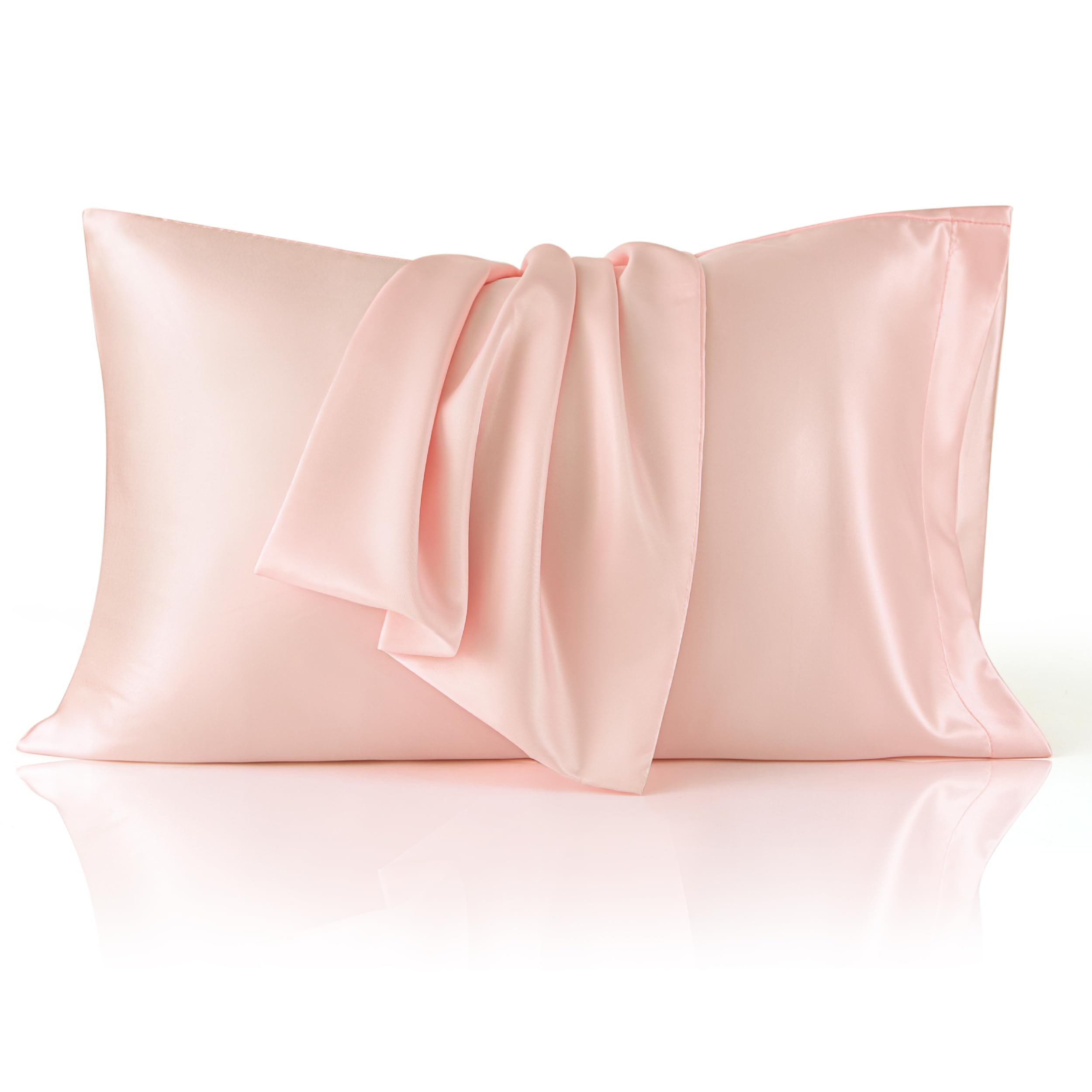 Photo 1 of Bedsure Satin Pillowcase 2 Pack Similar to Silk Pillow Cases Standard Size, Pillow Case for Sleeping Women with Envelope Closure, Gifts for Women Men, Coral, 20x26 Inches, 2pcs