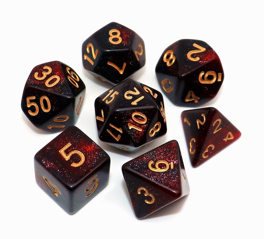 DND Dice Set 7Pcs Red Mix Black Nebula Dice for Dungeon and Dragons D&D RPG Role Playing Games Polyhedral Dice