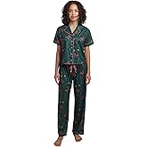 Bioworld Wicked Part I All-Over Print Women's Button-Down Shirt And Pants 2-Piece Pajama Set