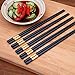 HOLYMOOD Chopsticks Reusable 5 Pairs Fiberglass Chopsticks Dishwasher-Safe High Temperature Resistant Dinnerware Set Chinese Style Golden FU Non-Slip Chopsticks Tableware Set