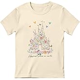 Vieawfi Magic Kingdom Shirts for Girls Floral Magical Castle Graphic Cute Tshirt Kids Flower Holiday Vacation Trip Tee Tops