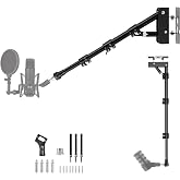Acetaken Microphone-Ceiling-Mount,Telescoping Mic Wall-Stand Boom Arm Holder compatible with R&Oslash;DE PodMic NT1 NT-USB Microphones Podcasting Gaming and Voice Recording