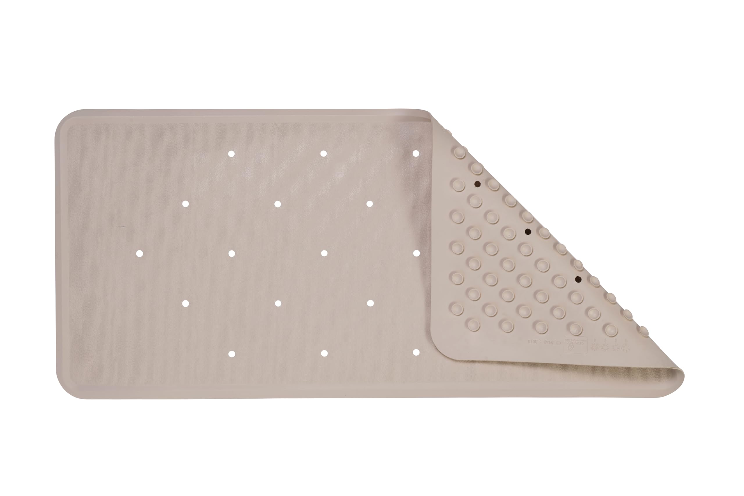 Croydex Pink Bath Mat Non Slip Anti Mould for Inside Bath - Natural Rubber, Machine Washable, Anti-Bacterial, Ivory, 34 x 74cm