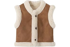 Toddler Sherpa Fleece Vest Baby Girls Warm Fleece Lined Sleeveless Jacket Winter Lightweight Comfy Button Down Waistcoat
