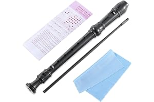 Fansjoy 8-Hole Soprano Descant Recorder Instrument, English Baroque Fingering, Key of C, Black