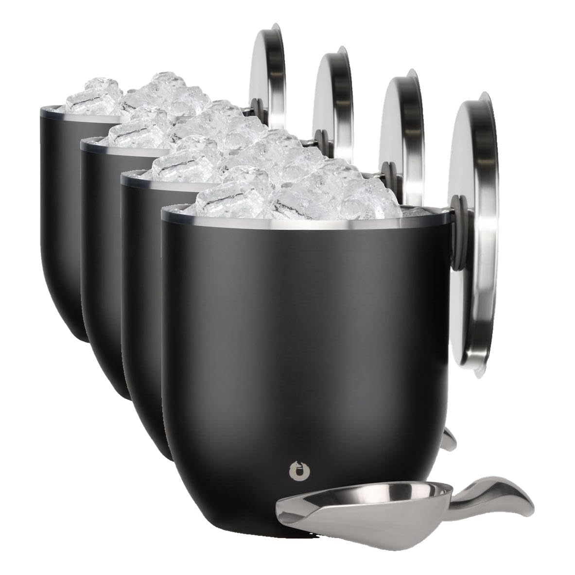 SNOWFOX Plus, Premium Vacuum Insulated Stainless Steel Ice Bucket with Lid/Scoop,Home Bar Accessories,Elegant Bartending Ice Buckets for Parties,Beautiful Outdoor Supplies,3L,Matte Black (Pack of 4) Image