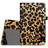 Fintie Verizon Ellipsis 8 Case - Slim Fit Premium Vegan Leather Cover for Verizon Ellipsis 8 4G LTE Tablet, Compatible With Verizon Ellipsis Kids, Leopard Brown