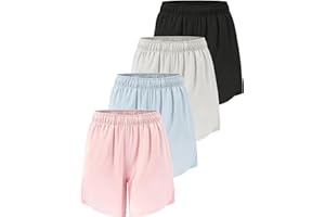ATTIQOZI 4 Pack Girls Athletic Shorts Quick Dry with Pockets Lightweight Running Basketball Soccer Bike Shorts for Girls