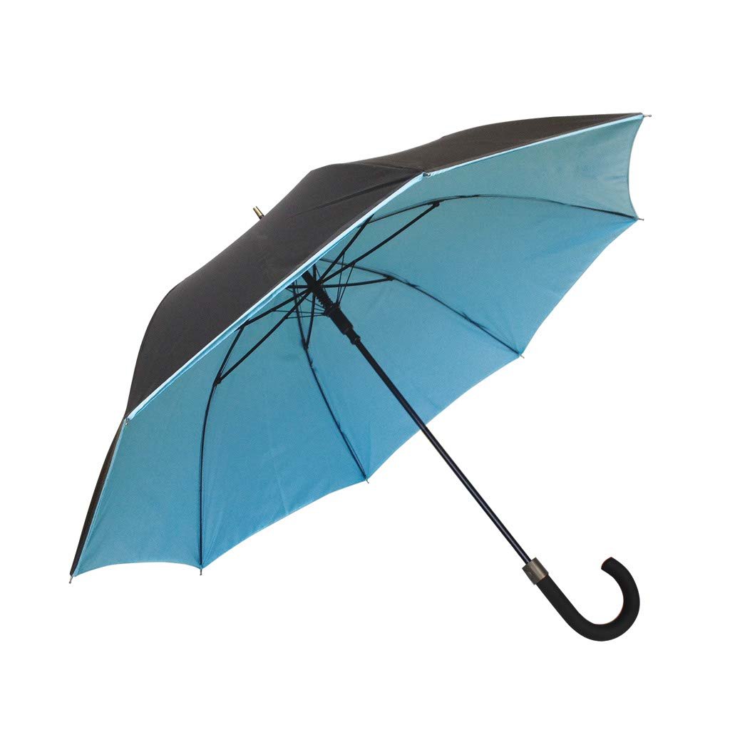 SMATI Large Double Canvas Umbrella - Ultra windproof; Diameter=105 cm; automatic opening; two person umbrella; Men's/Women's umbrella; Colour BLACK/TURQUOISE