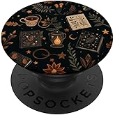 Cozy Moonlit Tea and Candle Magic Pattern Art PopSockets Adhesive PopGrip