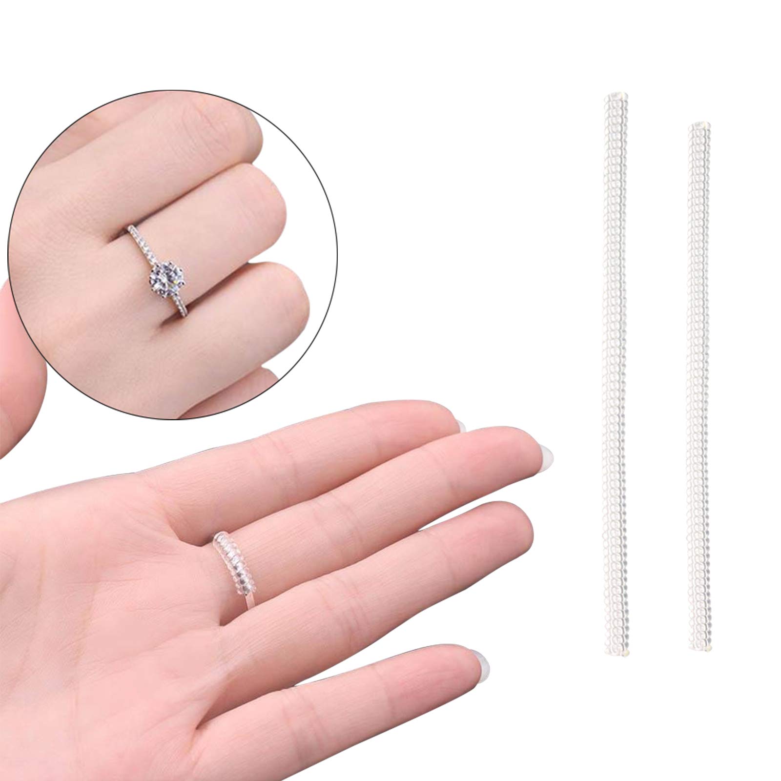 TAZEMAT Ring Sizer Gauge Set Ring Guard Clip Size Adjuster for Loose Rings Plastic Transparent Rings Resizer with Polishing Cloth Adjustable Finger Measuring Sizes Chart UK A to Z for Men and Women