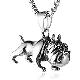 HZMAN Pet Jewelry 3D Bulldog Stainless Steel Pendant Dog Necklace