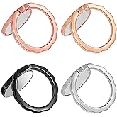 4pcs Mirror Cell Phone Grip Stand Built-in Mirror for Case, Bow Metal Finger Ring Socket Grip Kickstand Cell Phone Ring Holder for Smartphones Mobile Phones Cases