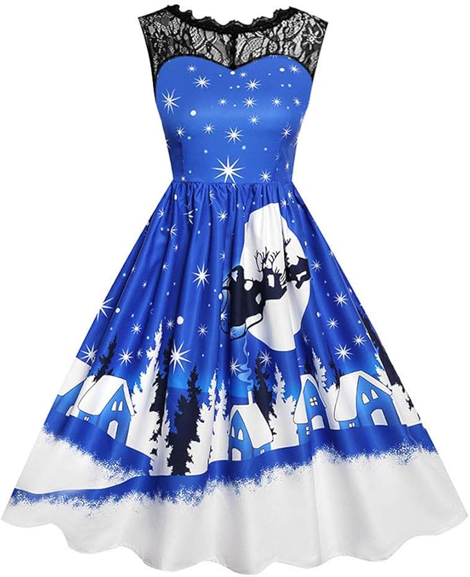Damen Kleider Weihnachten Cocktailkleid Cramberdy Frauen Armellos Spitze Spleissen Partykleid Drucken Blusenkleider Ballkleid Festkleid Langarm Abendkleider Ballkleid Vintage A Linie Kleider Amazon De Bekleidung