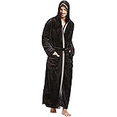 FashGudim Mens Robes Big and Tall with Hood Two-Tone Flannel Fleece Contrast Bathrobe Full Length Plush Long Robe House Coat
