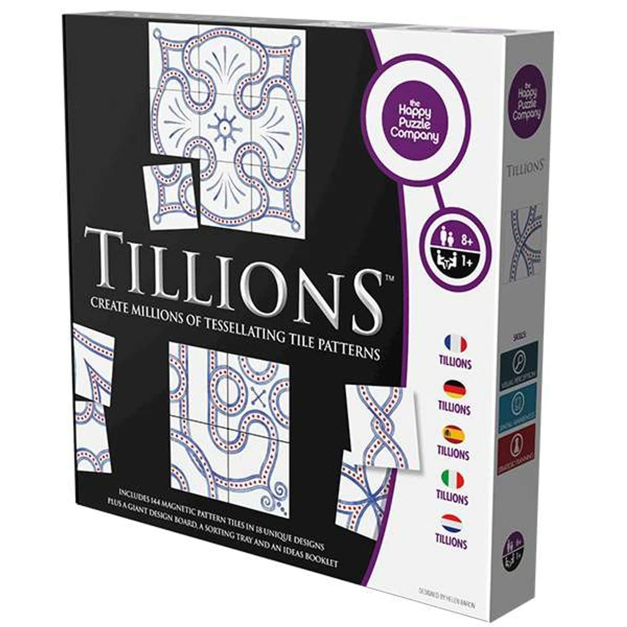 The Happy Puzzle Company Tillions Magnetic Pattern Puzzle Game – 144 Magnetic Tiles for Endless Design Possibilities