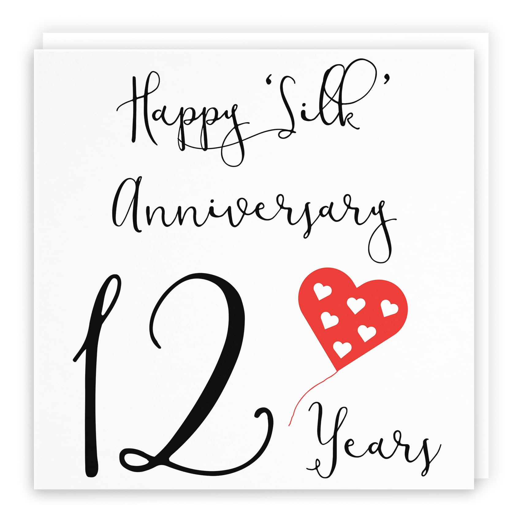 Hunts England - 12th Wedding Anniversary Card - Happy Silk Anniversary - 12 Years - Red Heart Collection — image 1