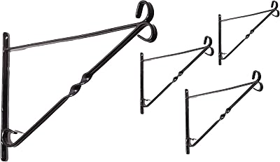 DIVCHI Pack of 4 Garden Hanging Basket Brackets Twisted Metal Up to 12 Inches