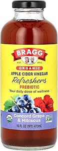Bragg, Apple Cider Vinegar, Concord Grape & Hibiscus, Organic, Prebiotic Refreshers, 16 Fl Oz