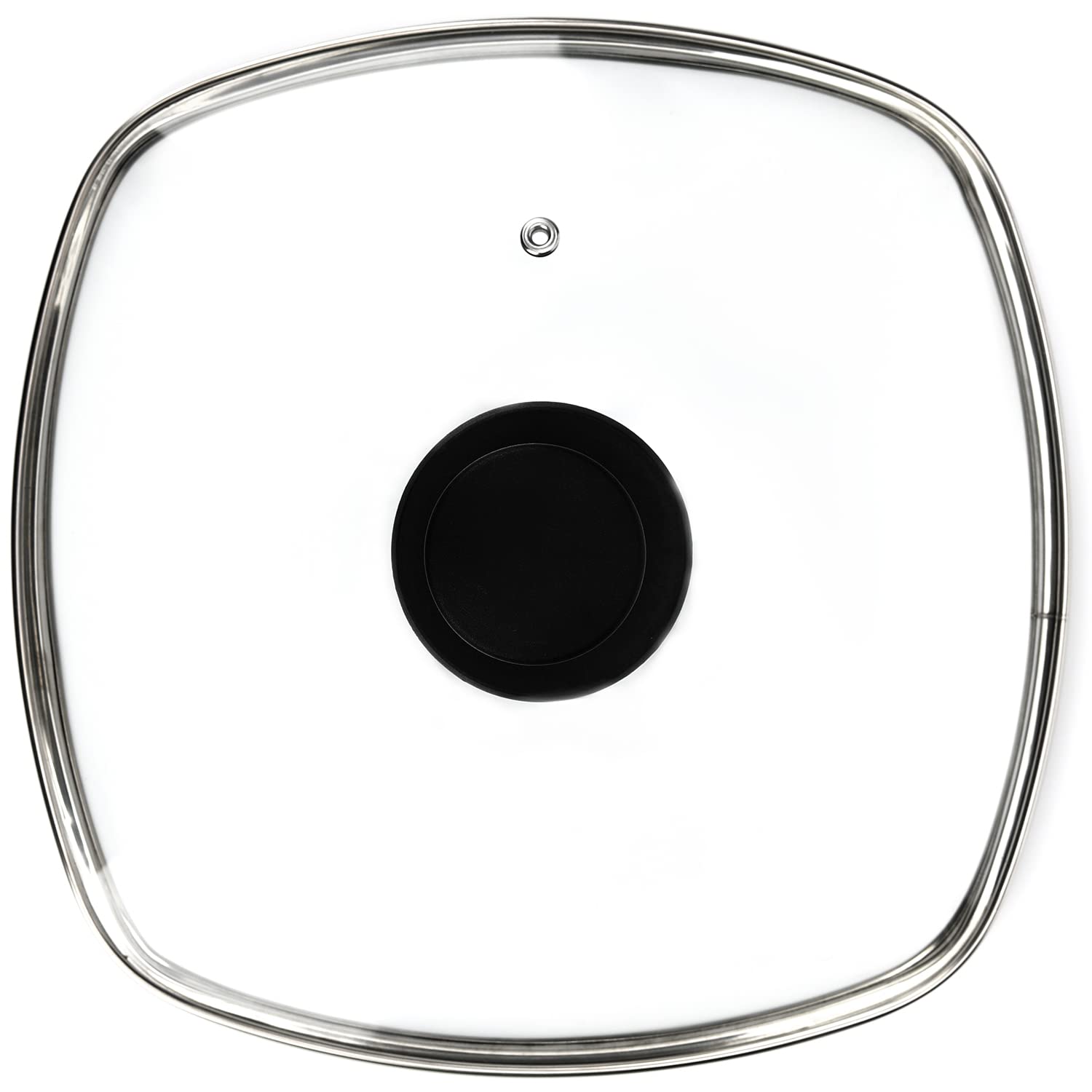 Photo 1 of FOLI Square Glass Lid for Grill Pans with Steam Vent Hole - Fits Lodge Cast Iron Skillets 10.5inch(26.67cm) - Square Tempered Glass Lid - Universal Replacement Cover Bakelite Round Knob