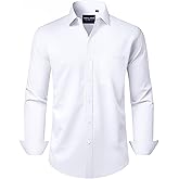 Alimens & Gentle Men's Dress Shirts Long Sleeve Wrinkle-Free Stretch Shirts Solid Formal Button Down Shirt with Pocket
