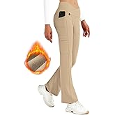BVVU Women's Fleece Lined Pants Hiking Crossover Flare Winter Thermal Pants Water Resistant Outdoor Bootcut Warm Joggers