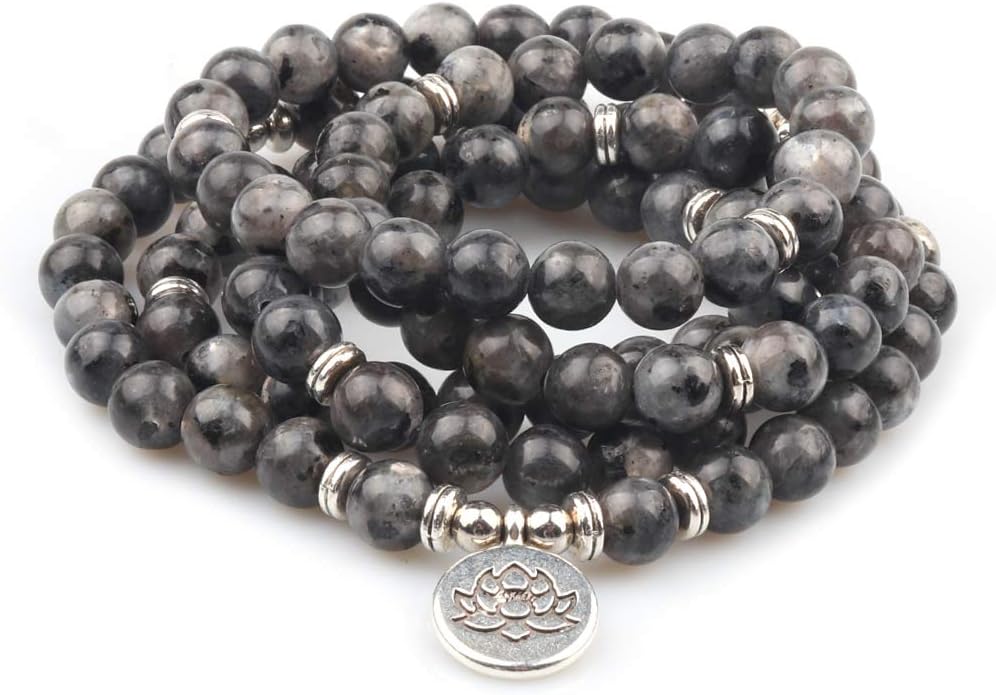 8mm 108 Mala Beads Wrap Bracelet Necklace for Yoga Charm Bracelet Natural Gemstone Jewelry for Women Men