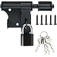 Alise 4 Inch Gate Latch Slide Bolt with Padlock Hole and Lock Gate Locks for Outdoor Fence Gate for Wooden Fence Shed Door Barrel Bolt Latch Gate Hardware, Solid Stainless Steel Black Latch