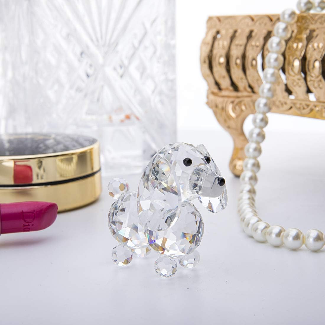 H&D Cut Crystal Dog Animal Figurine Collection,Glass Dog Ornament Table Decor, Clear - Image 4