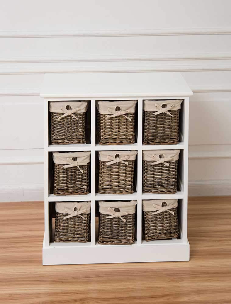 Buy Sue Ryder White Nine Drawer Sideboard With Grey Wicker