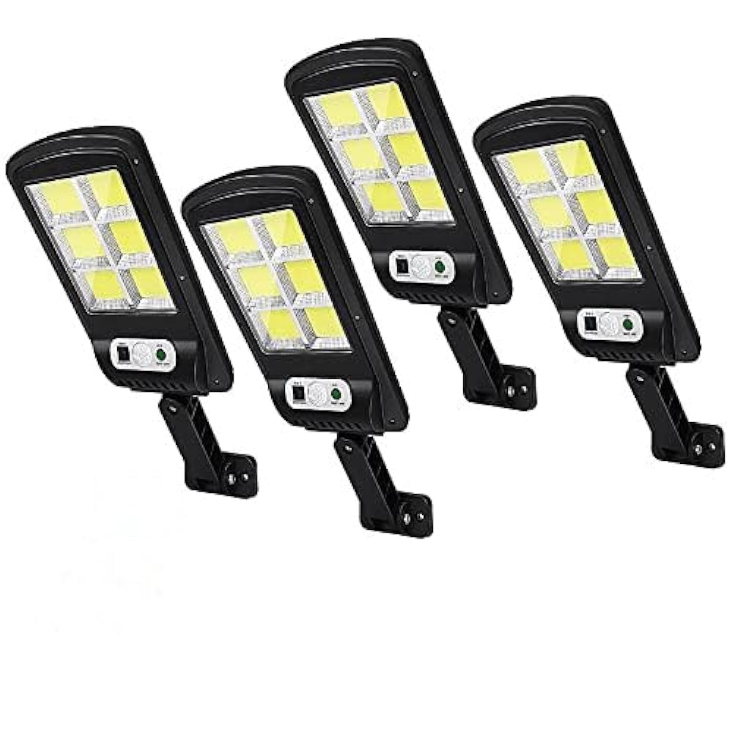 Photo 1 of Led Solar Street Lights Outdoor, 4 Pack 120 Led Remote Control Wireless Ip65 Motion Sensor Security Wall Light with 3 Modes for Garden, Street, Deck, Yard, Garage, Patio