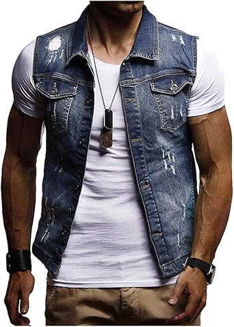 jean jacket sleeveless men's