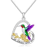 Hummingbird Gifts Hummingbird Necklaces for Women Sterling Silver Heart Pendant Necklace Elegant Gifts for Lovers Memorial Jewelry
